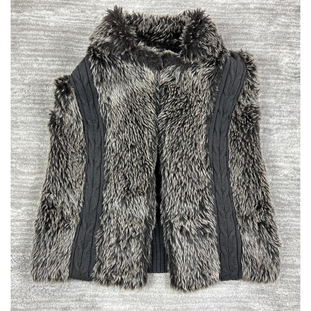 Vintage XOXO Sweater Y2K Vest Womens Large Brown Faux Fur Stretch Casual